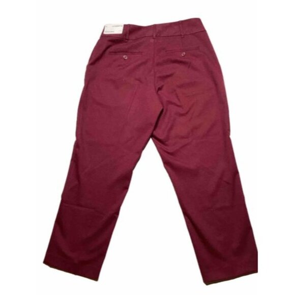 Liz Claiborne Slim Leg Ankle Pants Burgundy Women’s Size 12 NWT Trouser - Picture 8 of 8